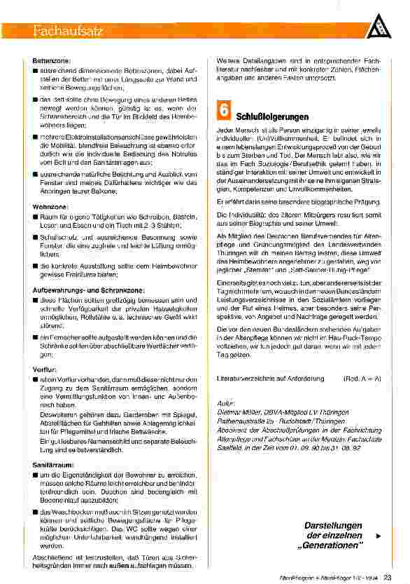 Vorschauseite 6: Die Mindestbauverordnung für Altenund Pflegeheime in der BRD und ihre Bedeutung für die neuen Bundesländer