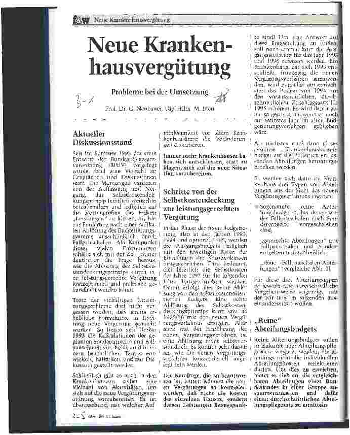 Vorschauseite 1: Neue Krankenhausvergütung Probleme bei der Umsetzung