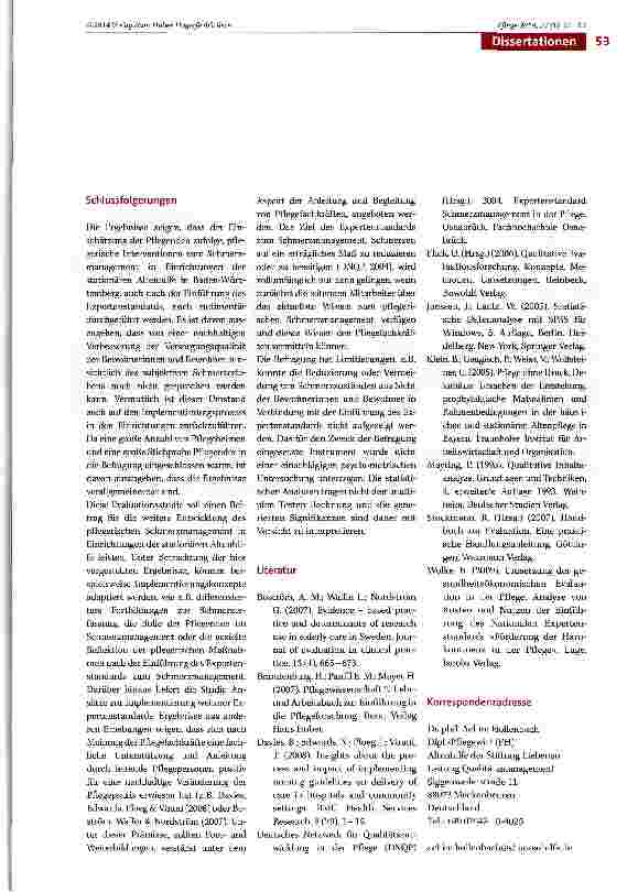 Vorschauseite 3: Die Implementierung des nationalen Expertenstandards zum Schmerzmanagement in der Pflege aus der Sicht examinierter Pflegefachkräfte: Eine komparative Evaluationsstudie in Einrich…