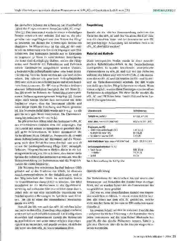 Vorschauseite 2: Vergleichbarkeit von ergebnisorientiertem Pflegeassessment (ePA_AC) und Erweitertem Barthel Index (EBI)