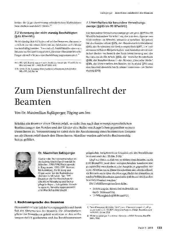 Vorschauseite 1: Zum Dienstunfallrecht der Beamten