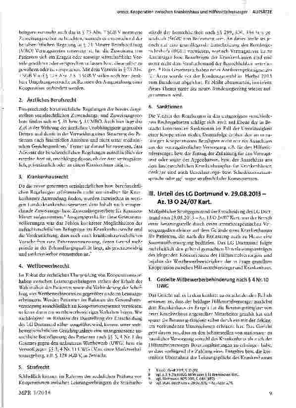 Vorschauseite 2: Kooperation zwischen Krankenhaus und Hilfsmittelversorger -Spannungsfeld zwischen rechtlichen Anforderungen und gesetzlich geforderter Vernetzung