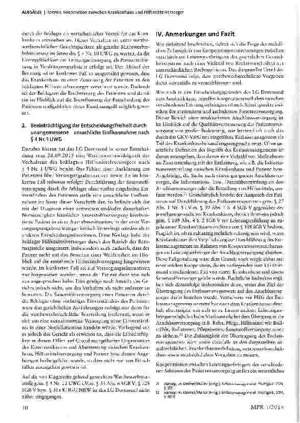 Vorschauseite 3: Kooperation zwischen Krankenhaus und Hilfsmittelversorger -Spannungsfeld zwischen rechtlichen Anforderungen und gesetzlich geforderter Vernetzung
