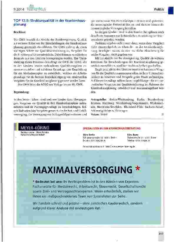 Vorschauseite 4: GAAK-Beschlüsse zur Gesundheitsund Krankenhauspolitik