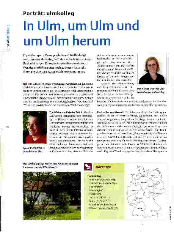 Vorschauseite 1: Porträt: ulmkolleg In Ulm, um Ulm und um Ulm herum