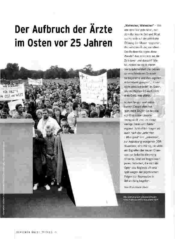 Vorschauseite 1: Der Aufbruch der Ärzte im Osten vor 25 Jahren