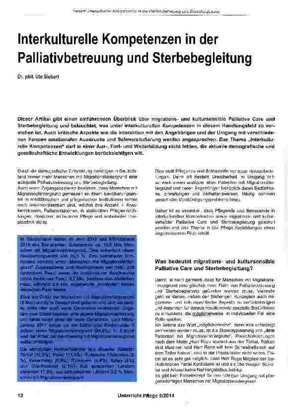 Vorschauseite 1: Interkulturelle Kompetenzen in der Palliativbetreuung und Sterbebegleitung