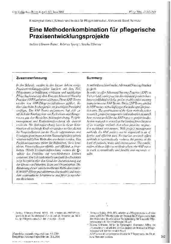 Vorschauseite 1: Eine Methodenkombination für pflegerische Praxisentwicklungsprojekte