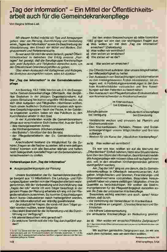 Vorschauseite 1: Tag der Information ein Mittel der Öffentlichkeitsarbeit auch in der Gemeindekrankenpflege