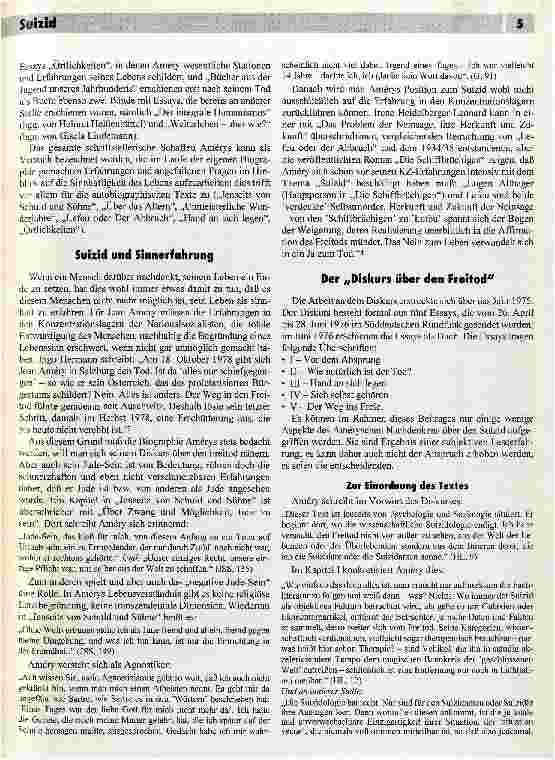 Vorschauseite 3: Ich sterbe, also bin ich Wiedergelesen:Hand an sich legen -Jean Amérys Diskurs üb.d.Freitod