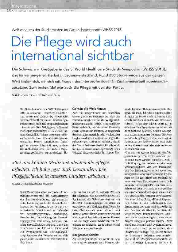 Vorschauseite 1: Die Pflege wird auch international sichtbar
