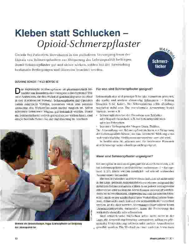 Vorschauseite 1: Kleben statt Schlucken -Opioid-Schmerzpflaster