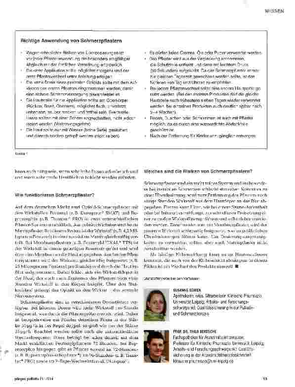 Vorschauseite 2: Kleben statt Schlucken -Opioid-Schmerzpflaster