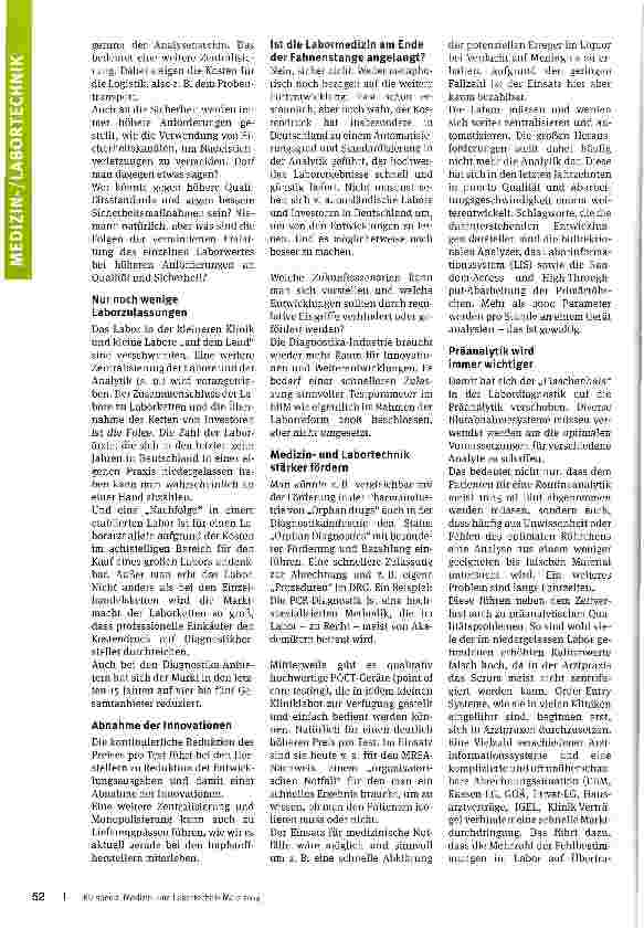 Vorschauseite 2: Blut muss fließenGrenzen der Laborzentralisierung