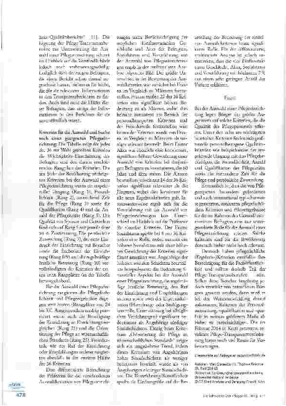 Vorschauseite 3: Wie werden Pflegeeinrichtungen ausgewählt?