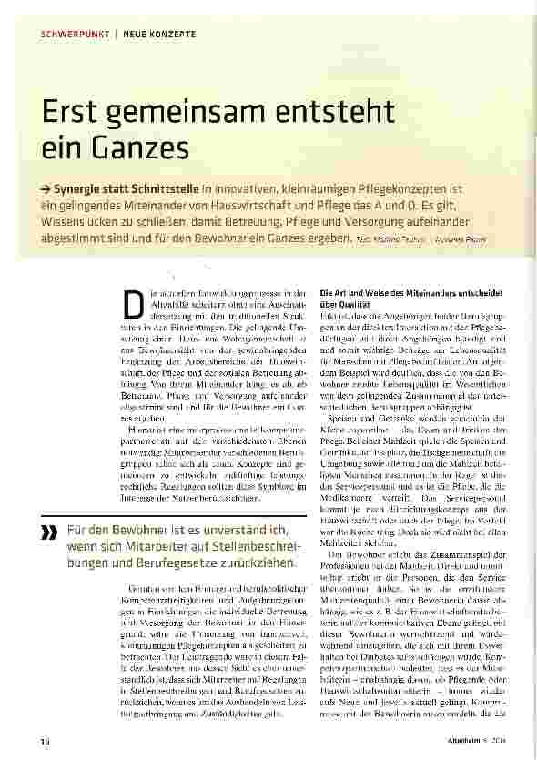 Vorschauseite 1: Erst gemeinsam entsteht ein Ganzes