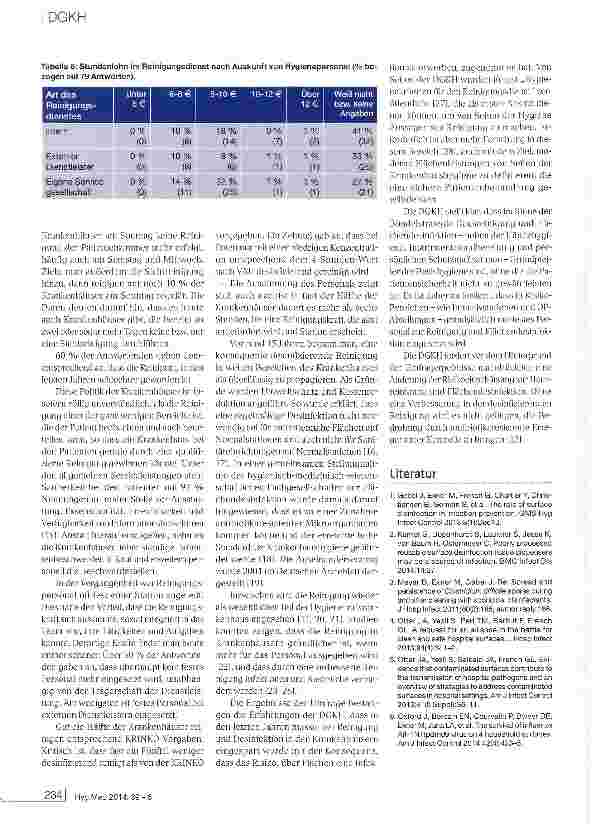 Vorschauseite 3: Reinigung in Krankenhäusern - eine Umfrage der DGKH im Jahr 2013