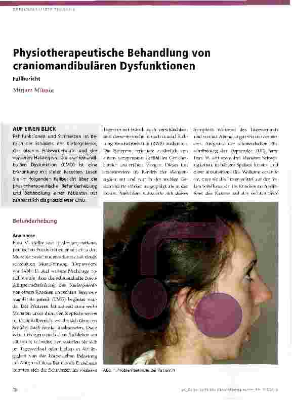Vorschauseite 1: Physiotherapeutische Behandlung von craniomandibulären Dysfunktionen