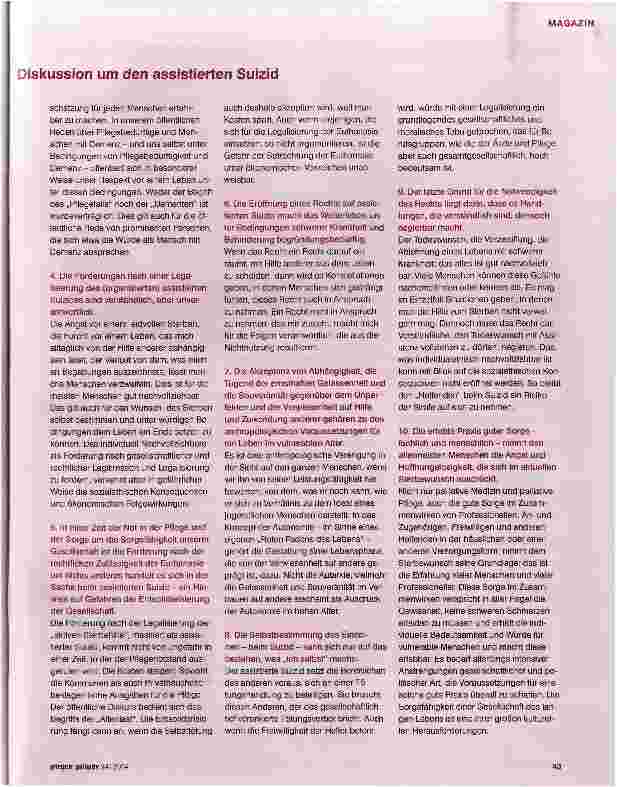 Vorschauseite 2: Assistierte Selbsttötung - das schwierige NEIN