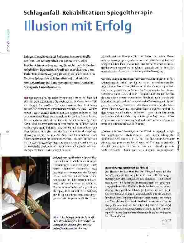 Vorschauseite 1: Schlaganfall- Rehabilitation: Spiegeltherapie Illusion mit Erfolg