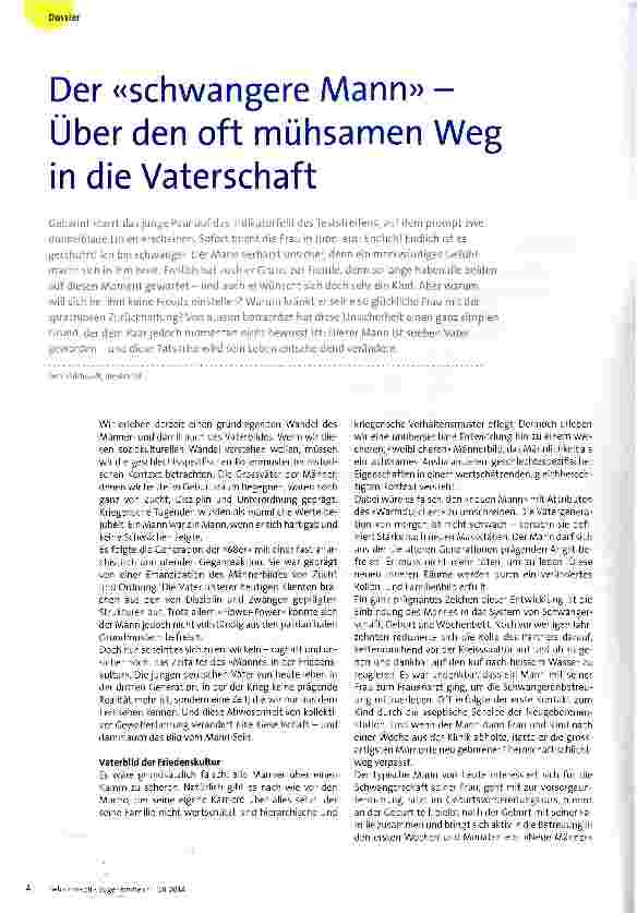 Vorschauseite 1: Der «schwangere Mann» -Über den oft mühsamen Weg in die Vaterschaft