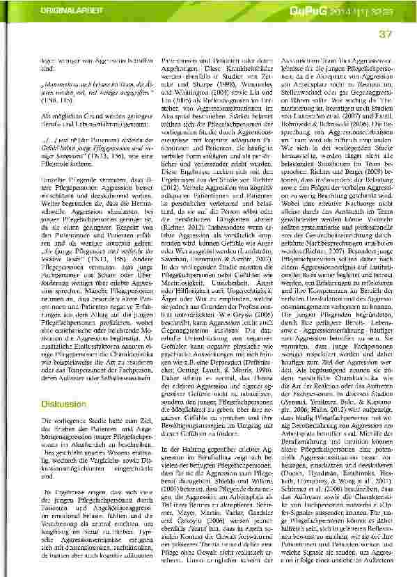 Vorschauseite 6: Aggressionserlebnisse junger Pflegefach-personen im Akutspital: Eine qualitative Situati-onsanalyse