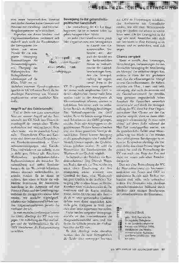 Vorschauseite 5: Beginn des Chaos?Entmachtung der Kassenärztlichen Vereinigung