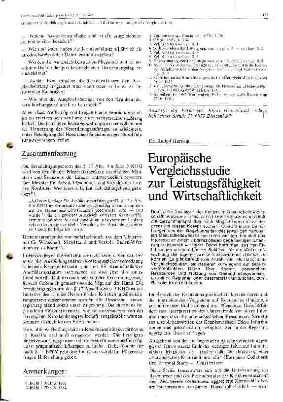 Vorschauseite 1: Europäische Vergleichsstudie zur Leistungsfähigkeit und Wirtschaftlichkeit