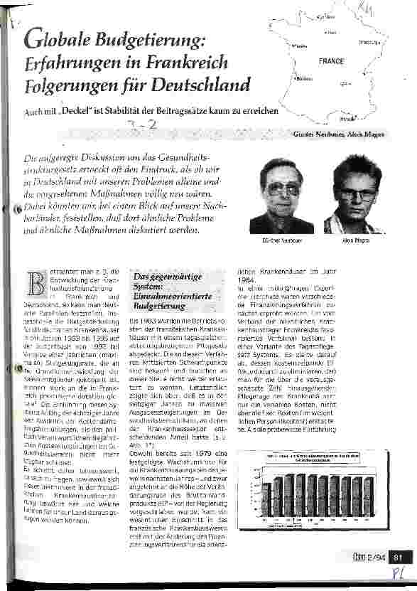 Vorschauseite 1: Globale Budgetierung (B): Erfahrungen in Frankreich Folgerungen für D Auch mit Deckel ist Stabilität der Beitragssätze kaum zu erreichen
