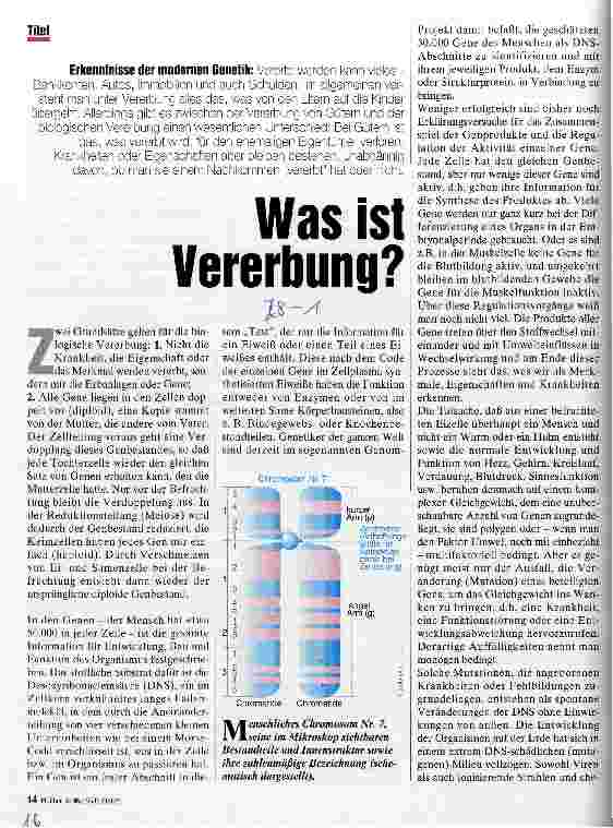 Vorschauseite 1: Was ist Vererbung? Erkenntnisse der modernen Gentechnik