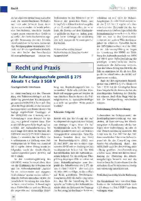 Vorschauseite 1: Die Aufwandspauschale gemäß § 275 Absatz 1 c Satz 3 SCB V
