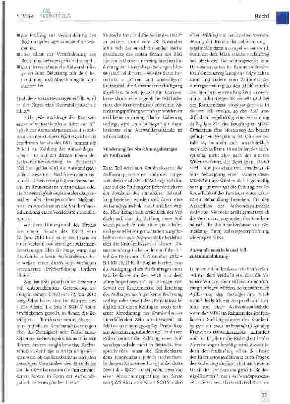 Vorschauseite 2: Die Aufwandspauschale gemäß § 275 Absatz 1 c Satz 3 SCB V