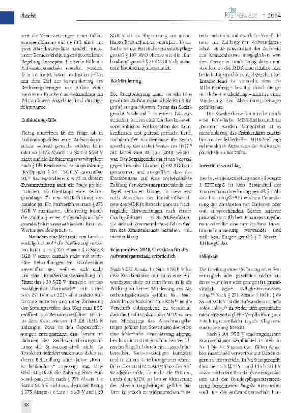 Vorschauseite 3: Die Aufwandspauschale gemäß § 275 Absatz 1 c Satz 3 SCB V