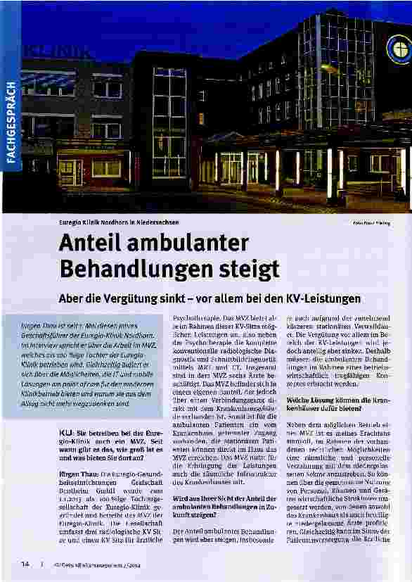 Vorschauseite 1: Anteil ambulanter Behandlungen steigt