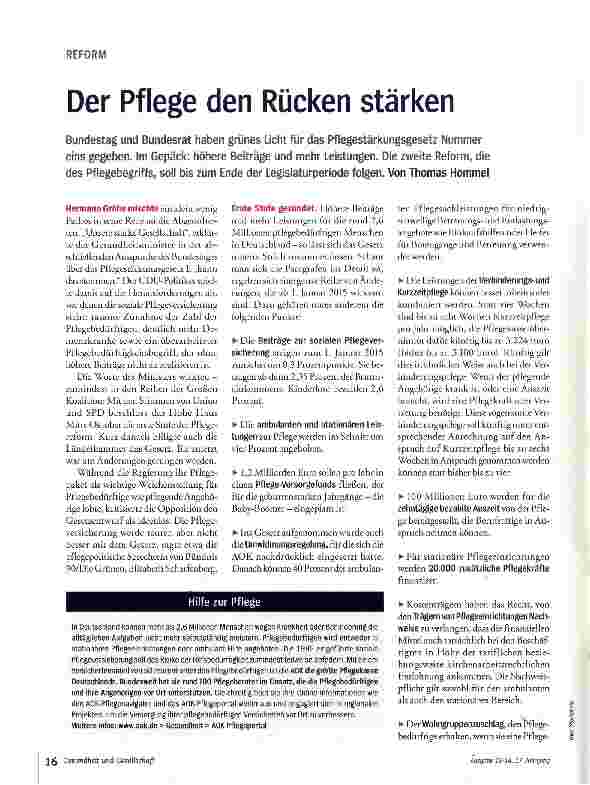 Vorschauseite 1: Der Pflege den Rücken stärken
