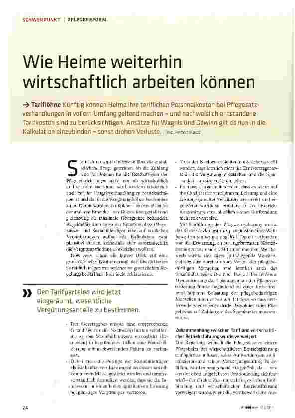 Vorschauseite 1: Wie Heime weiterhin wirtschaftlich arbeiten können