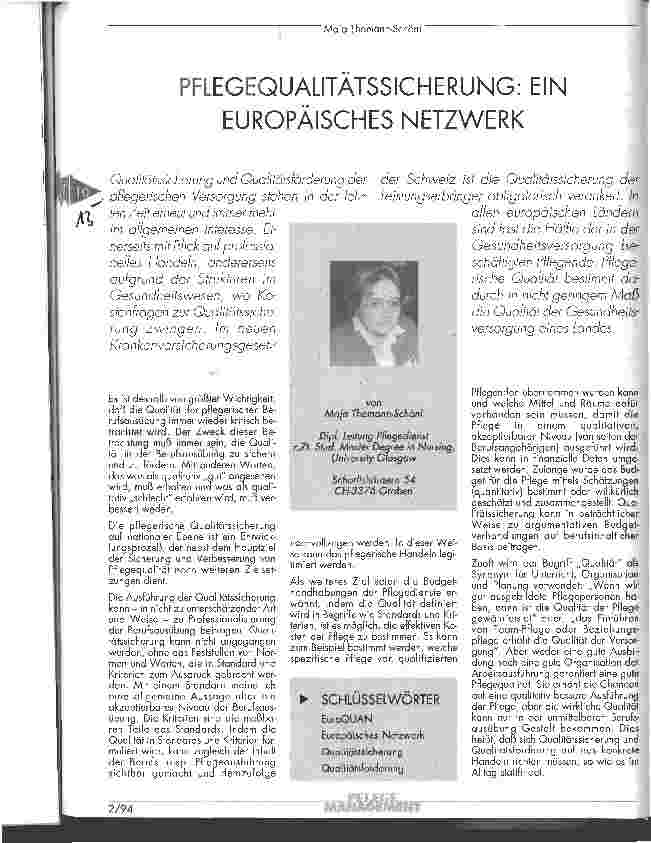 Vorschauseite 1: Pflegequalitätssicherung: ein europäisches Netzwerk