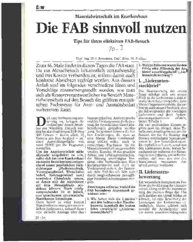 Vorschauseite 1: Materialwirtschaft im Krankenhaus Die FAB sinnvoll nutzen