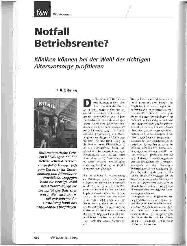 Vorschauseite 1: Notfall Betriebsrente?