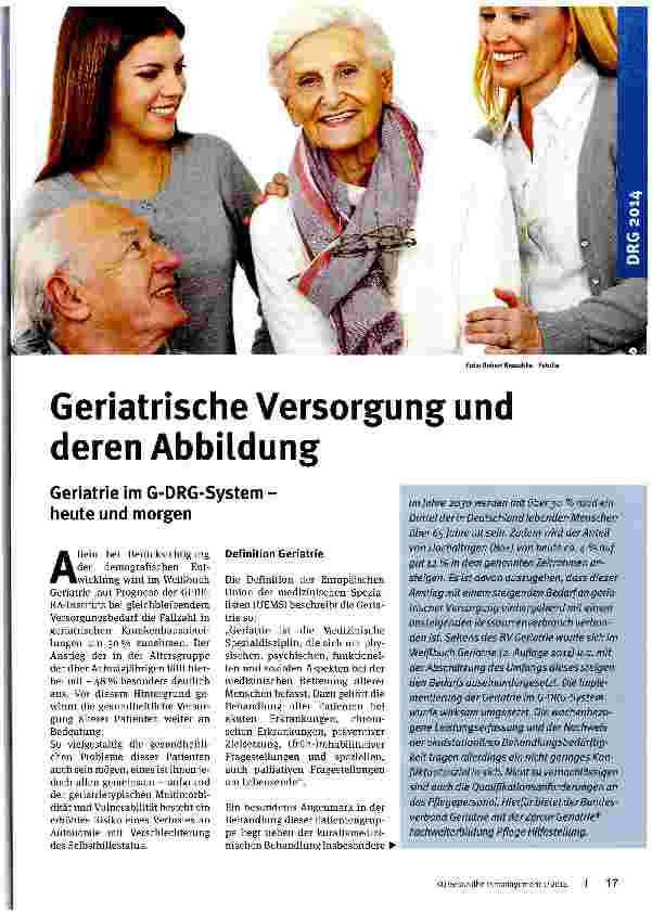 Vorschauseite 1: Geriatrische Versorgung und deren Abbildung