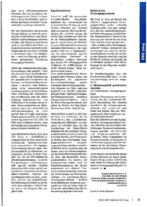 Vorschauseite 3: Geriatrische Versorgung und deren Abbildung