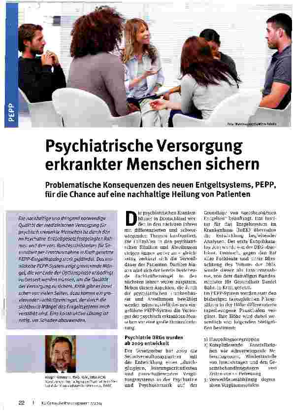 Vorschauseite 1: Psychiatrische Versorgung erkrankter Menschen sichern
