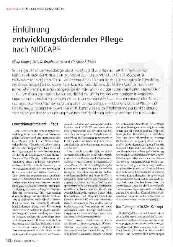 Vorschauseite 1: Einführung entwicklungsfördernder Pflege nach NIDCAP