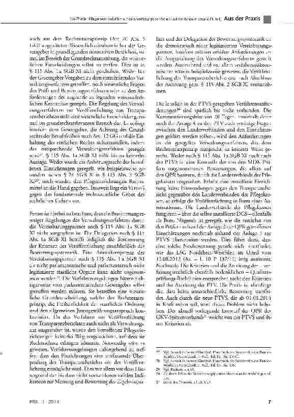 Vorschauseite 5: Pflegenoten weiterhin auf dem verfassungsrechtlichen und fachlichen Prüfstand (1. Teil)
