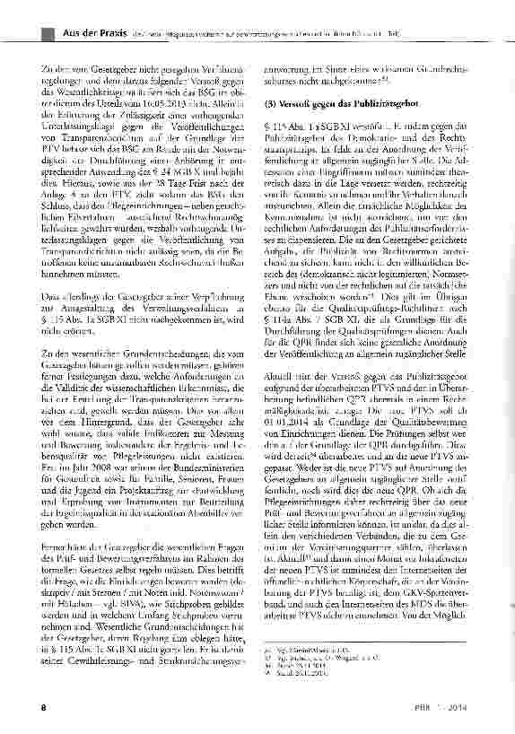 Vorschauseite 6: Pflegenoten weiterhin auf dem verfassungsrechtlichen und fachlichen Prüfstand (1. Teil)