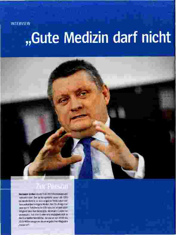 Vorschauseite 1: Gute Medizin darf nicht vom Geldbeutel abhängen