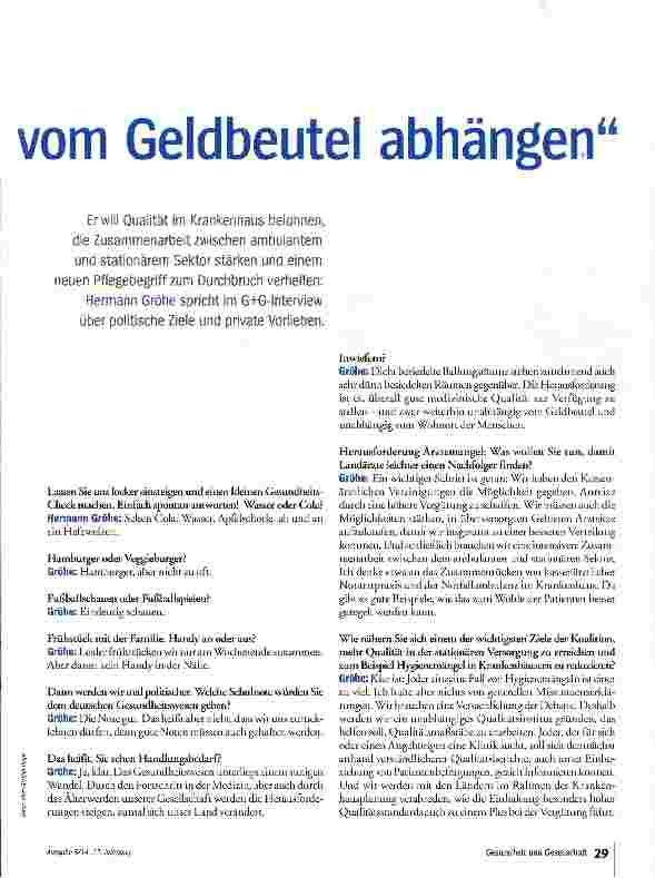 Vorschauseite 2: Gute Medizin darf nicht vom Geldbeutel abhängen