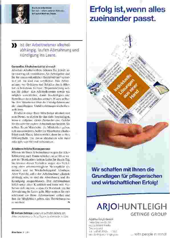 Vorschauseite 2: Keine Toleranz bei alkoholisierten Mitarbeitern am Arbeitsplatz