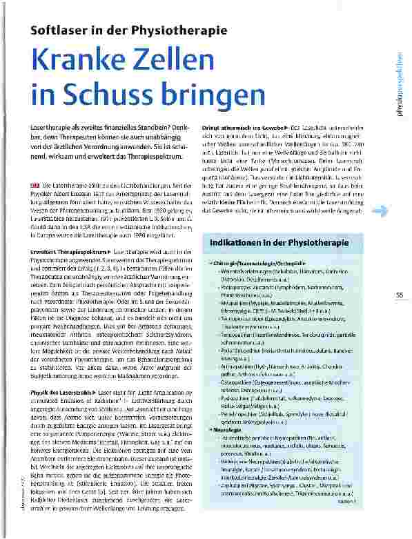 Vorschauseite 1: Softlaser in der Physiotherapie Kranke Zellen in Schuss bringen