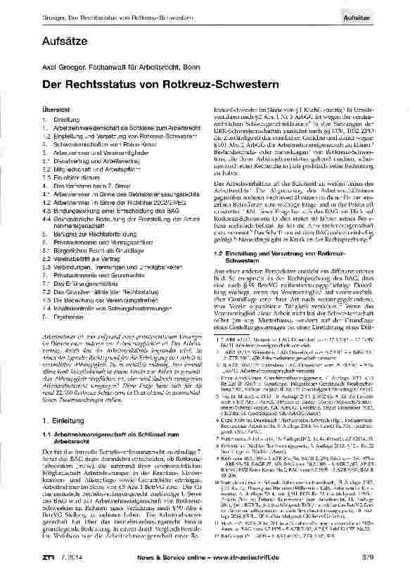 Vorschauseite 1: Der Rechtsstatus von Rotkreuz-Schwestern